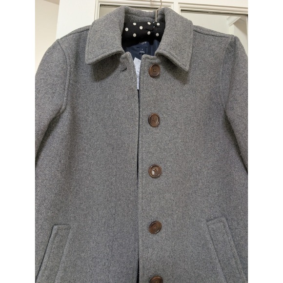J.Crew Factory Wool Blend Car Coat Covered Buttons Grey Size 4 - Picture 2 of 16